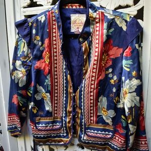 Tracy Reese 100% silk floral cropped jacket